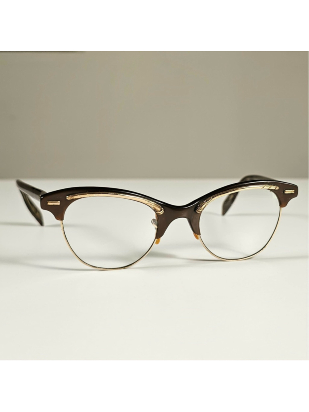 Vintage 50s Shuron Cat Eye Browline Glasses Frames - For Restoration/Parts